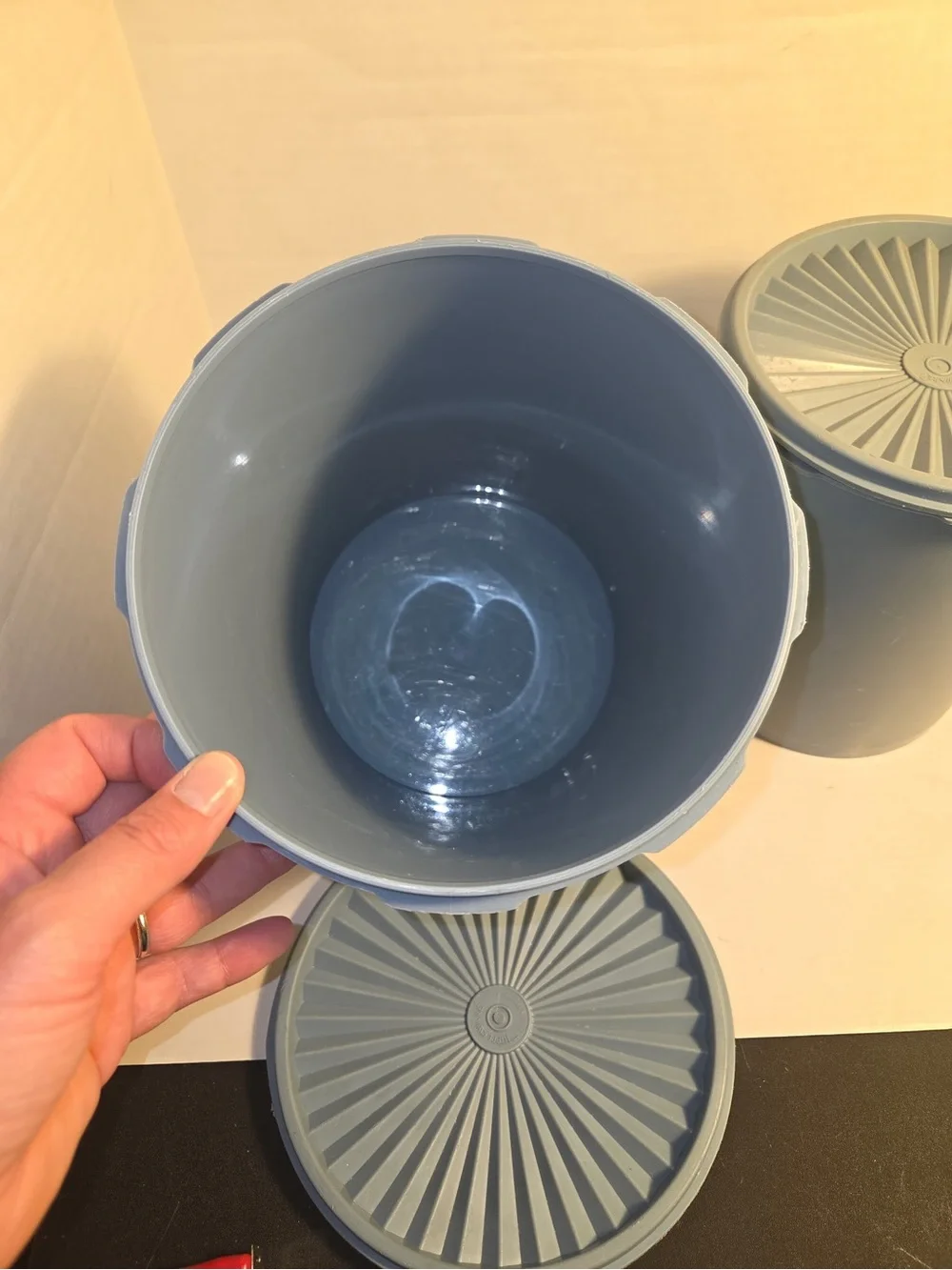 Set Of 3 Vintage Tupperware Nesting Canisters Light Blue Country With Lids